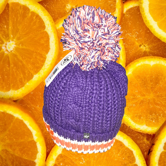 New 47  Clemson Tigers Orange and Purple‎ Pom Pom Knit Hat - Picture 2 of 5